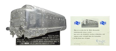 Lot 3174 - Deltic Commemorative Plaque This plaque, cast in the BREL foundry at Swindon contains metal...