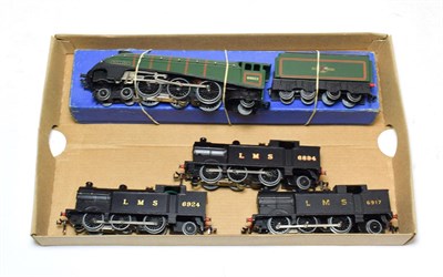 Lot 3206 - Hornby Dublo 3-Rail Locomotives L11 Mallard in box for 3211 (E-G box G-F) together with three...
