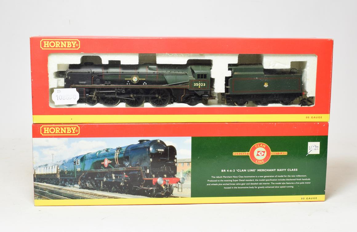 Lot 3287 - Hornby (China) OO Gauge Locomotives  R2169 Clan Line BR 35028 and R2170 Holland Afrika Line BR...