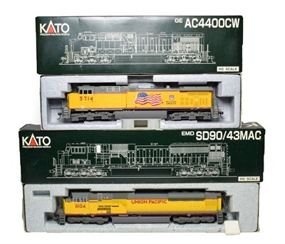 Lot 3314 - Kato HO Gauge 2 Rail US Outline Union Pacific Locomotives 376433 GE AC4400CW 5714 and 376354...
