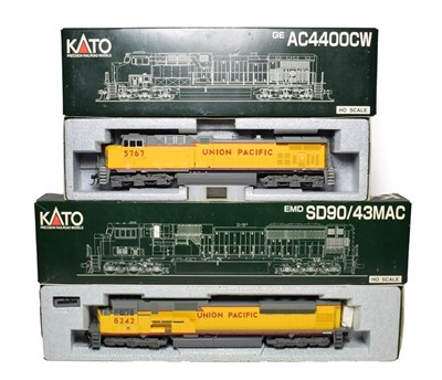 Lot 3315 - Kato HO Gauge 2 Rail US Outline Union Pacific Locomotives 376436 GE AC4400CW 5767 and 376362...