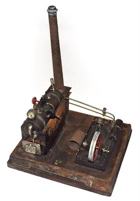 Lot 3437 - Doll & Cie Stationary Steam Engine with horizontal boiler mounted on brick embossed support and...
