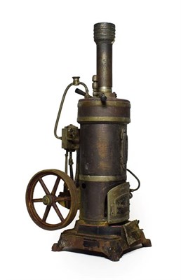 Lot 3439 - Live Steam Stationary Steam Engine with vertical boiler, single fixed cylinder and flywheel, on...
