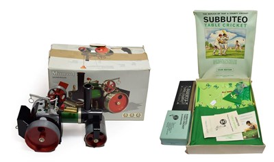 Lot 3440 - Mamod SR1A Steam Roller (E-G box G, some taping) together with Subbuteo Table Cricket Club...