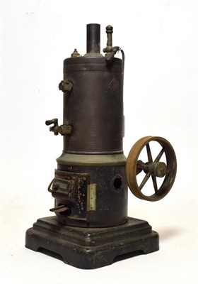 Lot 3441 - Marklin Live Steam Engine vertical boiler with single fixed cylinder and flywheel on tin base,...