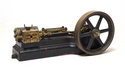 Lot 3443 - Stuart Stationary Steam Engine with single horizontal cylinder and flywheel on cast base 8'', 20cm