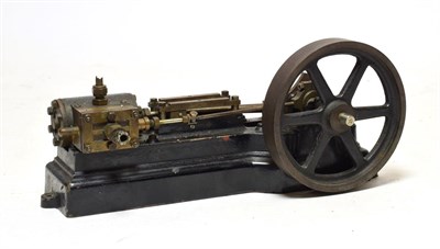 Lot 3444 - Stuart Stationary Steam Engine with single horizontal cylinder and flywheel on cast base 8'', 20cm