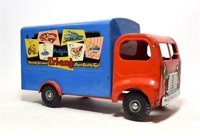 Lot 3451 - Triang Pressed Steel Delivery Van Truck with advertising banners on both sides 'Hurrah for more...