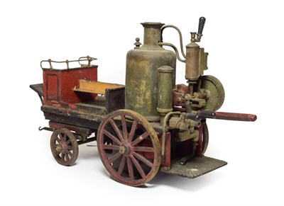 Lot 3455 - Bing Live Steam Horse Drawn Fire Engine hand painted in red with black lining, with boiler and...