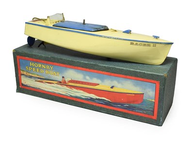 Lot 3459 - Hornby Speedboat No.2 Racer II cream/blue (G-E, some scuffing to left side, box G)