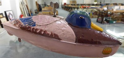 Lot 3460 - Hornby Speedboat No.1 Duck lilac body with blue/brown detailing (G, some denting to hull, box P)