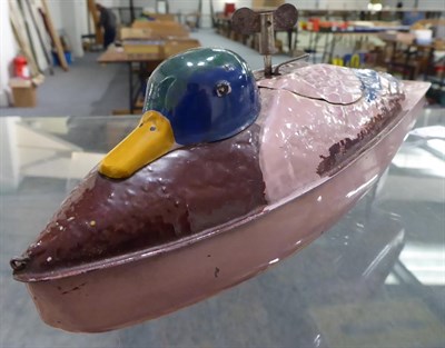Lot 3460 - Hornby Speedboat No.1 Duck lilac body with blue/brown detailing (G, some denting to hull, box P)