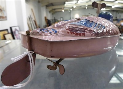 Lot 3460 - Hornby Speedboat No.1 Duck lilac body with blue/brown detailing (G, some denting to hull, box P)