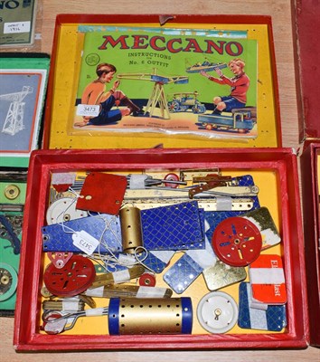 Lot 3473 - Meccano No.6 Set blue hatched/gold parts, in two layer box with Instructions (G-F box G, lacks lid)