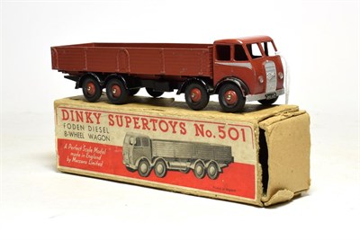 Lot 3512 - Dinky 501 1st Foden Wagon brick red (G box F-G, lacks one end)