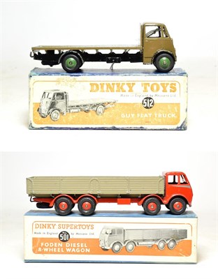 Lot 3513 - Dinky 501 1st Foden Wagon red/fawn (G-E box G) 512 Guy flat truck (F-G box F-G) (2)