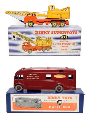 Lot 3515 - Dinky 581 Horse Box and 972 Coles Mobile Crane (both E boxes E-G) (2)