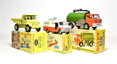 Lot 3518 - Dinky 965 Euclid Rear Dumper with windows in colour picture box, 451 Johnston road sweeper and...