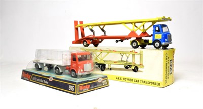 Lot 3522 - Dinky 974 AEC Hoyner Car Transporter with chocks in bag and card insert (E box G-E) together...