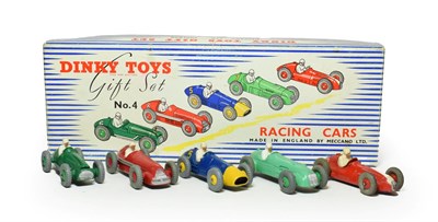 Lot 3523 - Dinky Gift Set No.4 Racing Cars consisting of 234 Ferrari 5, 233 Cooper Bristol 6, 235 HWM 7,...