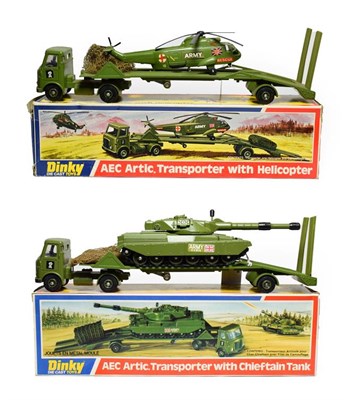 Lot 3529 - Dinky Military Two AEC Artic Transporters 616 With Chieftain and 618 With Helicopter (both E...