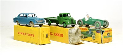 Lot 3540 - French Dinky 24B Peugeot 403 (E-G box F-G, faded); Dinky 422 Fordson flat truck (G-E box F-P, lacks