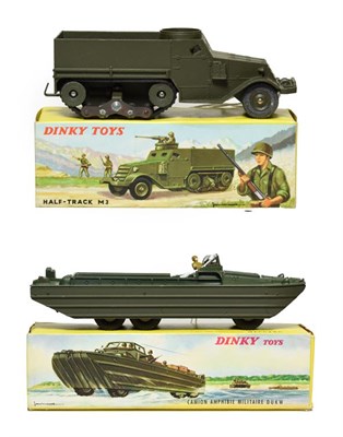 Lot 3544 - French Dinky Military 825 Camion Amphibie DUKW with cargo and 822 Half track M3 (both E boxes...