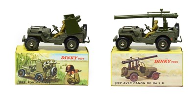 Lot 3547 - French Dinky Military 829 Jeep avec Canon de 106 SR and 828 Jeep Porte Fusees SS10 (both E...