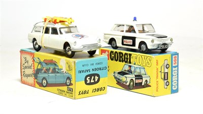 Lot 3572 - Corgi 506 Police Panda Imp (E box E) 475 Citroen Safari (E-G box G) (2)