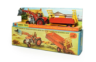 Lot 3591 - Corgi Gift Set No.9 Massey Ferguson 165 Tractor With Shovel, Driver And Tipping Trailer (E,...