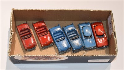 Lot 3609 - Benbros 49 Ford Convertible two red one BPW and two blue one BPW; together with 18 Hudson...