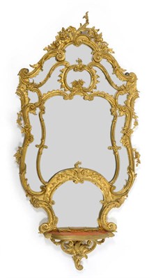 Lot 1414 - An 18th Century Style Rococo Gilt Gesso Wall Mirror, late 19th century, the later mirror plate...