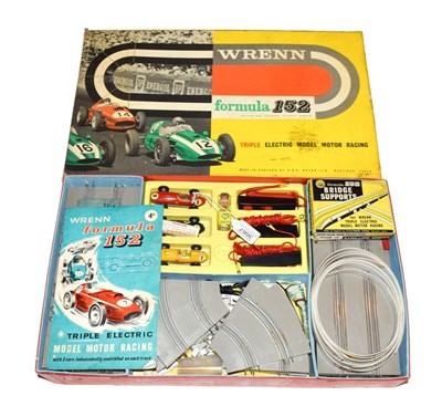 Lot 3667 - Wrenn Formula 152 Model Motor Racing Set with three cars and controllers, track, accessories...