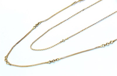 Lot 3 - Two 9 carat gold fancy link chains, lengths 61.5cm and 78cm
