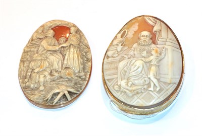 Lot 8 - A Victorian cameo brooch, frame stamped '9CT' and an unmounted Victorian cameo