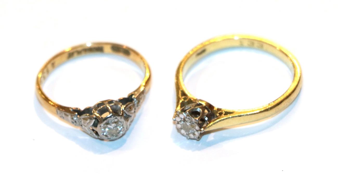 Lot 28 - A diamond solitaire ring, stamped '18CT' and 'PLAT, estimated diamond weight 0.15 carat...