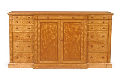 Lot 1426 - A Fine Satinwood and Tulipwood Banded Breakfront Dwarf Linen Press, stamped Gillows & Co, 2nd...