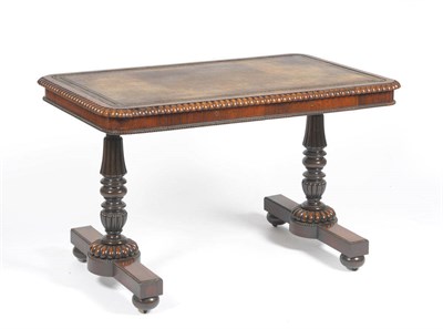 Lot 1427 - A Rosewood Pillar End Library Table, in the manner of Gillows, 2nd quarter 19th century, inset...