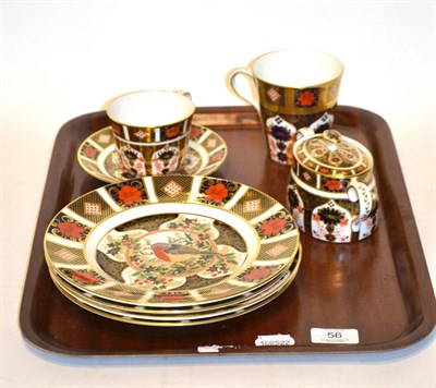 Lot 56 - Four Royal Crown Derby Christmas plates, sugar basin, mug and tea cup with saucer, plates 22cm...