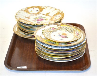 Lot 70 - A Meissen plate with floral and gilt decoration, 23cm diameter, together with a quantity of Meissen