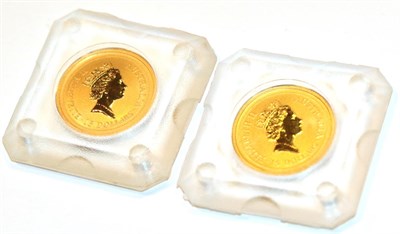 Lot 96 - Australia, 2 x 15 Dollars, 1/10 oz .999 Gold Coins featuring the 1995 and 1998 kangaroo types....