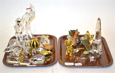 Lot 142 - Swarovski and other crystal ornaments, including SCS Annual editions (two trays)