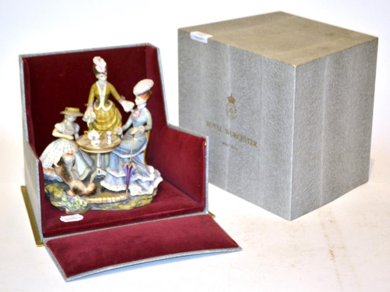 Lot 143 - A Royal Worcester figural group 'The Tea Party', 1964 (boxed)