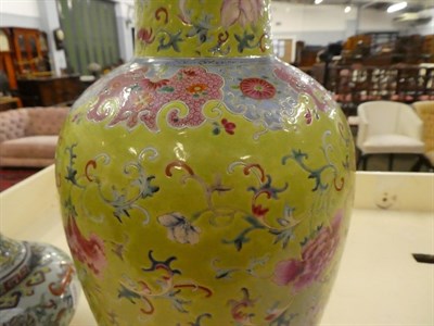 Lot 144 - Large Chinese vase, 46cm high and another with loop handles, 30cm high