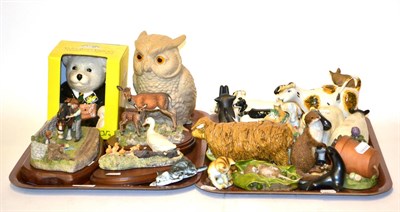 Lot 147 - A collection of various pottery and porcelain animals and Border Fine Arts, also including...