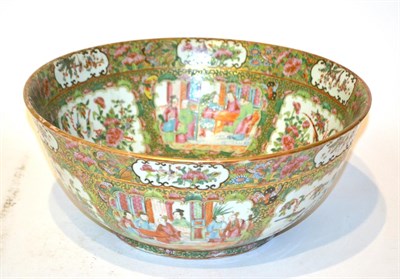 Lot 149 - A 19th century Canton famille rose punch bowl, 37cm by 15.5cm high