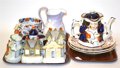 Lot 156 - A collection of Staffordshire pastille burners of architectural form with other English...