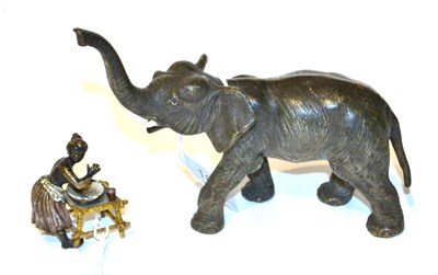 Lot 182 - A late 19th century Austrian cold painted bronze elephant and an Austrian cold painted bronze...