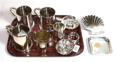 Lot 232 - A collection of assorted silver and silver plate, the silver including a square dish, 9,5cm square