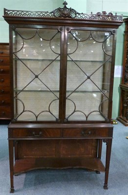 Lot 1445 - An Edwardian Mahogany Chippendale Revival Display Cabinet, early 20th century, the fret carved...